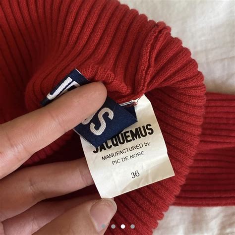 JACQUESMUS Red Off The Shoulder Ribbed Long Sleeve Depop