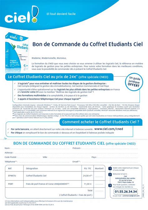 Pdf Bon De Commande Du Coffret Etudiants Ciel Ciel Compta