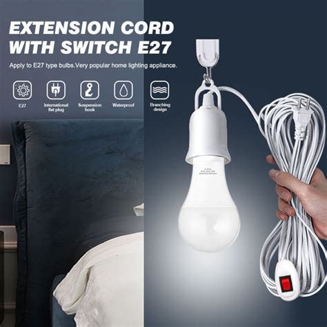 Lamp Bulb Holder Led Light Bulb Socket Extension Cord With Switch 3m