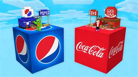 Mikey COCA COLA Block Vs JJ PEPSI Block Battle In Minecraft Maizen