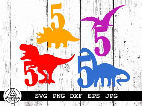 5th Birthday Dinosaur Svg