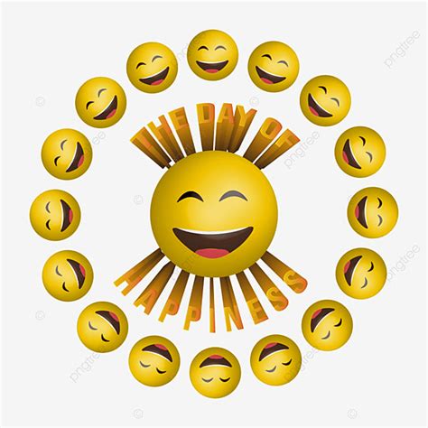 Happy Emoji 3d Vector PNG Images 3d Happiness Day With Radial Emoji