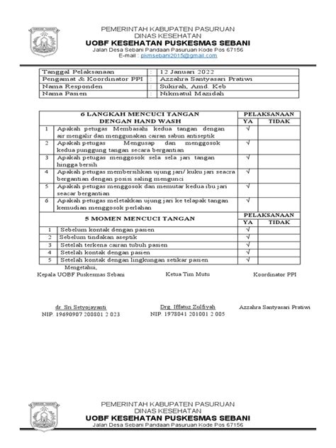 Daftar Tilik Cuci Tangan Pdf