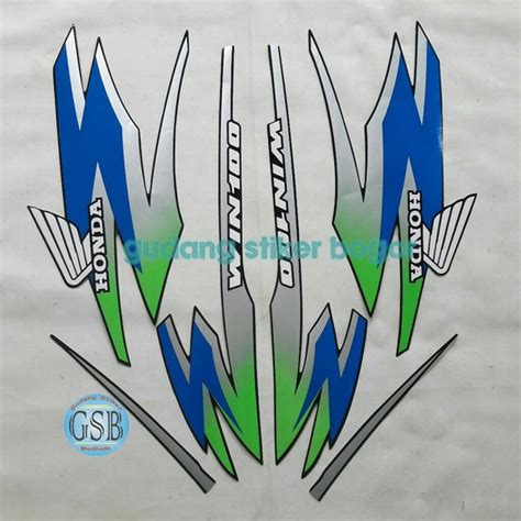 Jual Stiker Striping Motor Honda Win 100 1997 Biru Hijau Standar Di