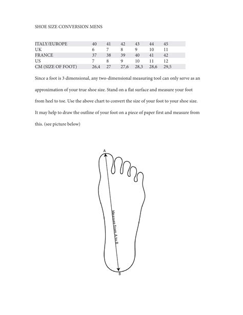 Men S Shoe Size Conversion Chart Download Printable Pdf Templateroller