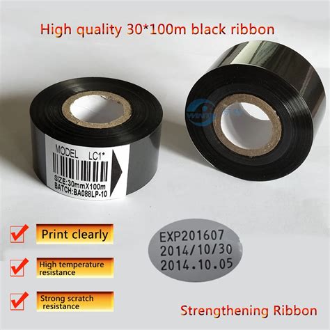 30mm 100m High Qualtiy Black Ribbon For Date Printing Coding Machine Hot Stamping Thermal