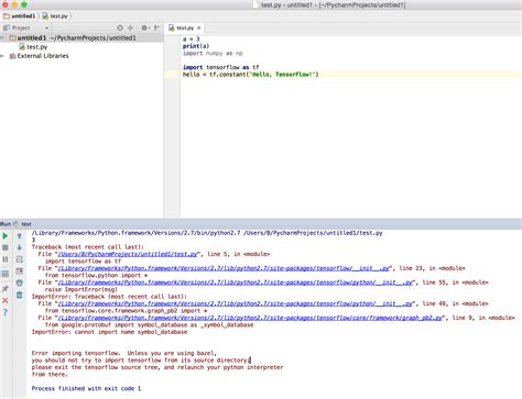 Python Tensorflow Import Error On Pycharm Mac Stack Overflow