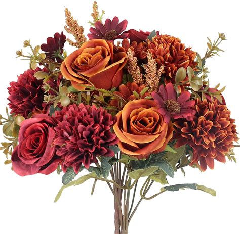 Amazon Gtidea Bundles Artificial Fall Flowers Colors Fake