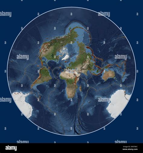 Placa Tectónica Del Mar Egeo En El Mapa Satelital De Blue Marble En La Proyección Oblicua De