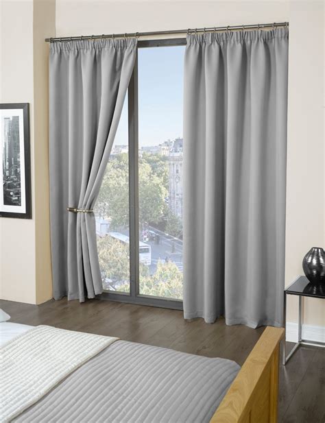 Essential Blackout Collection Woven Blackout Pencil Pleat Curtains In