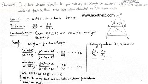 Basic Proportionality Theorem Theorems Chapter 6 Maths Class 10