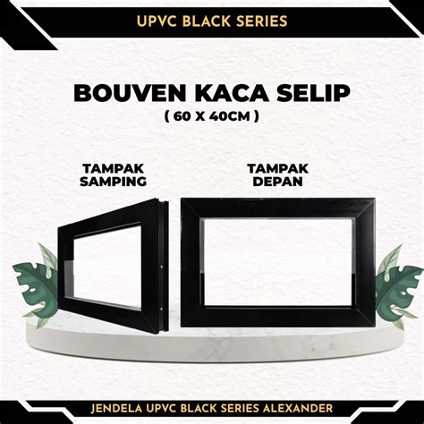 Jual Jendela Kamar Mandi UPVC Bouven Fixed 60x40 Alexander SERIES BLACK