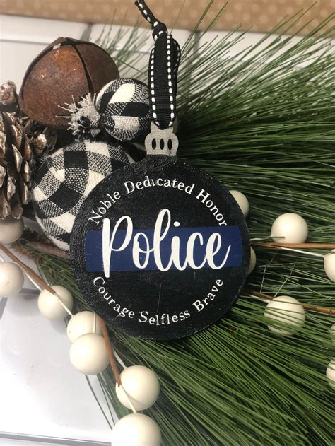 Police Officer Ornament Thin Blue Line First Responder Etsy