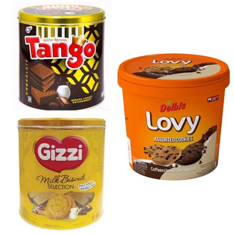 Jual Delbis Lovy Gr Assorted Cookies Wafer Tango Kaleng Gizzi