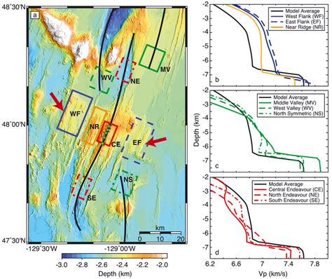 Onedimensional P Wave Velocity Profiles A Bathymetric Map With