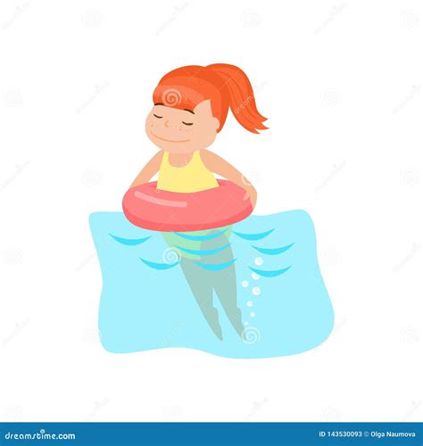 Girl In Aquapark Pool Icon Cartoon Style Cartoondealer