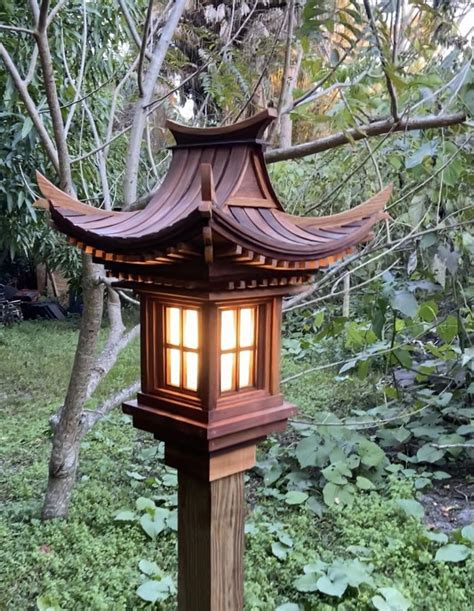 Red Cedar Japanese Lantern, Wooden Lantern, Wooden Lamp Asian Lamp ...