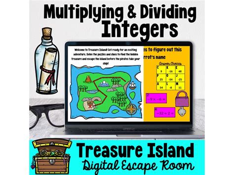 Multiplying And Dividing Integers Digital Escape Room Treasure Island