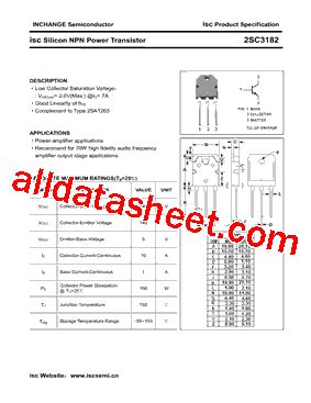 2SC3182 Datasheet(PDF) - Inchange Semiconductor Company Limited