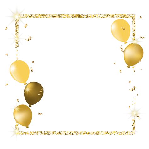 Balloon And Confetti Frame In Gold Color 17264637 PNG