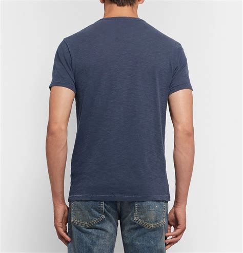 J Crew Slim Fit Garment Dyed Slub Cotton Jersey T Shirt Men Navy