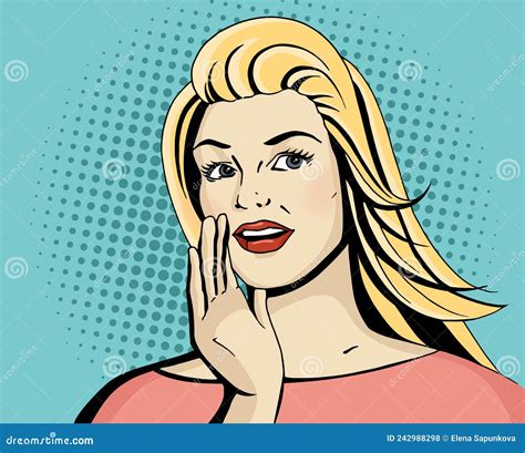 Pop Art Blonde Woman Smile And Speak Stock Vector Illustration Of