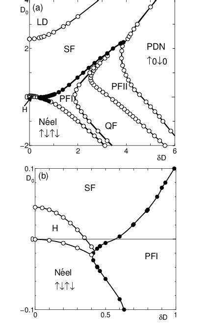 Ground state phase diagram The Haldane phase large D phase Néel