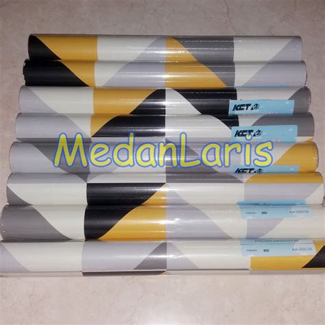 Jual Wallpaper Kertas Stiker Tempel Dinding Geometri Kuning Abu Petak