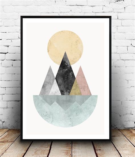 Mountains Print Watercolor Print Geometric Wall Art Nature Print