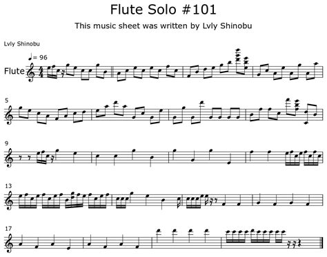 Flute Solo 101 Sheet Music For Flute