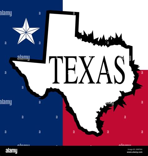 An outline map of Texas with the star and map colors Stock Photo - Alamy