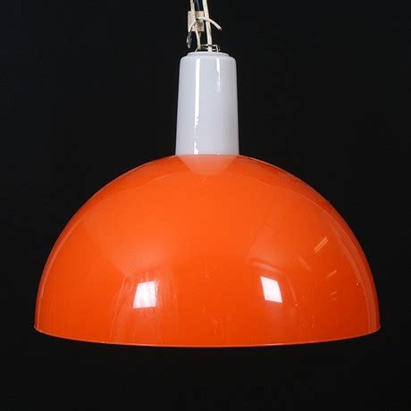 TAKLAMPA Orange Plast Med Glasarmatur 1960 70 Tal Belysning Lampor