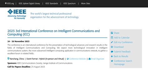 【ieee】第三届智能通信与计算国际学术会议（icc 2023）艾思科蓝学术一站式服务平台