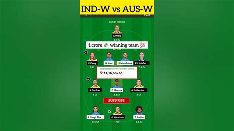 Ind W Vs Aus W Dream 11 Team India Women Vs Australia Women Dream 11