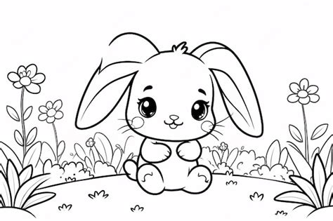 Cute Chibi Bunny Line Art Coelho Desenhado M O Kawaii Crian As