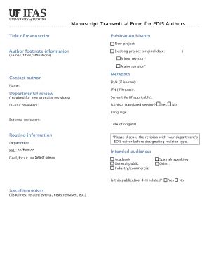 Fillable Online Edis Ifas Ufl Manuscript Transmittal Form For Edis