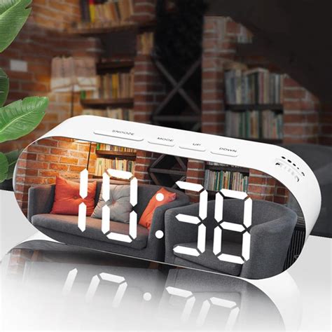 Led Mirror Alarm Clock Digital Snooze Table Clock Grandado