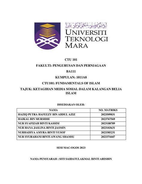 Ctu Group Assignment Ctu Fakulti Pengurusan Dan Perniagaan