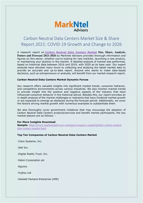 Ppt Carbon Neutral Data Centers Market Size Growth Demand