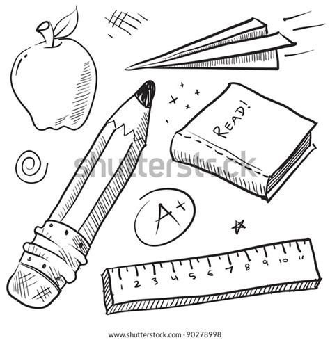 Doodle Style School Theme Vector Illustration Stock Vector Royalty