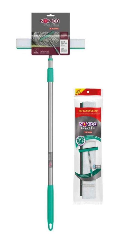 Rodo Mop Limpa Vidros Noviça Cabo 115cm Mais 1 Refil Extra Frete grátis