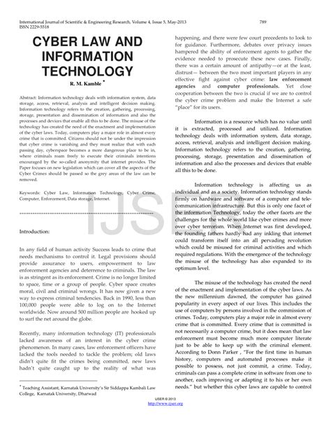 Pdf Cyber Law And Information Technology