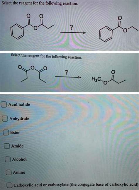 Solved Select The Reagent For The Following Reaction Select The