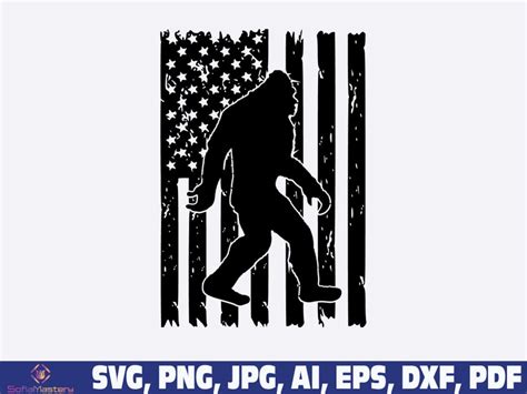 Big Foot Usa Flag Svgt Png Bigfoot Svg Sasquatch Svg Big Etsy