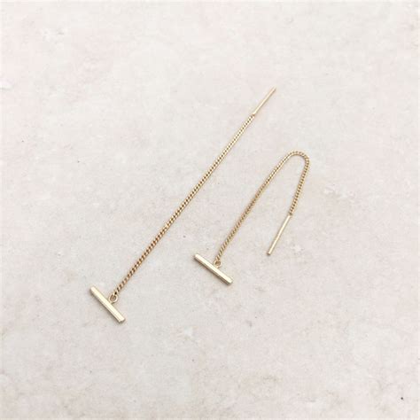 Ear Threader Earrings Gold Ear Threader Sterling Silver Etsy