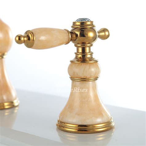 Best Bathroom Faucets 3 Hole Two Tone Polished Brass Marble Smooth