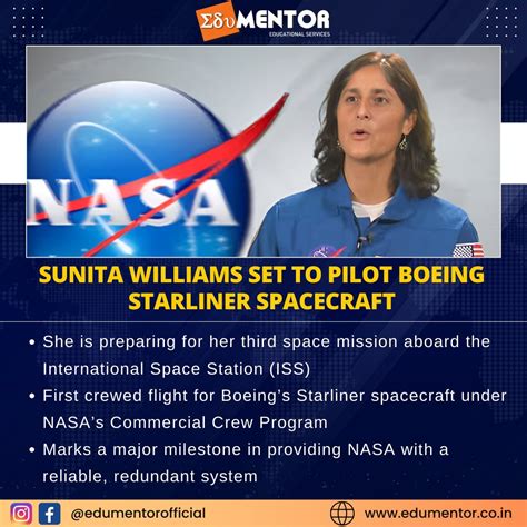 Sunita Williams to pilot Boeing Starliner spacecraft on May 7th ...