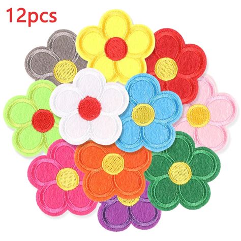 12pcs Lot Flower Small Iron On Patches Bulk Mix Pack Embroidered For Clothing Thermoadhesive