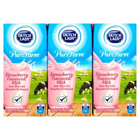 Dutch Lady Pure Farm Strawberry Flavoured Milk 6 X 200ml