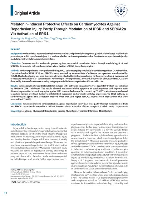 PDF Melatonin Induced Protective Effects On Cardiomyocytes Against